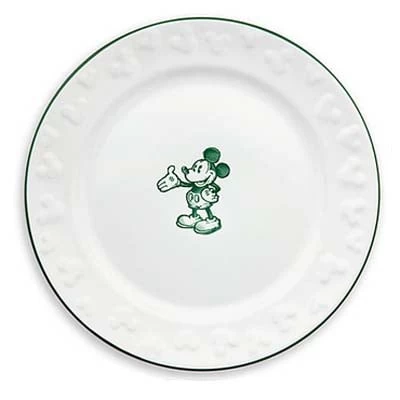 Disney Dessert Plate - Gourmet Mickey Mouse Icon - White With Green 1 Disney Dessert Plate - Gourmet Mickey Mouse Icon - White With Green