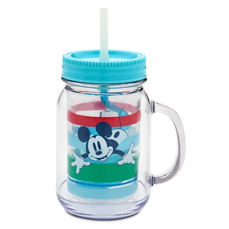 Disney Jelly Jar With Straw - Summer Fun - Small 1 Disney Jelly Jar With Straw - Summer Fun - Small