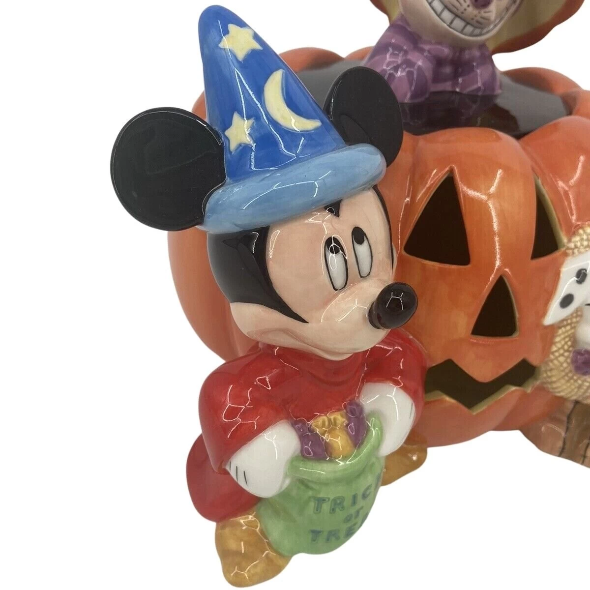 Disney Cookie Jar - Halloween Pumpkin - Sorcerer Mickey Cheshire Cat Lucky Tinker Bell 3 Disney Cookie Jar - Halloween Pumpkin - Sorcerer Mickey Cheshire Cat Lucky Tinker Bell - Image 3