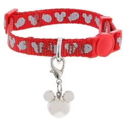 Disney Tails Cat Collar - Reflective Mickey Icon And Fish - Red