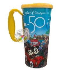 Disney Resort Travel Mug - Walt Disney World 50th Anniversary - Gold Mickey Lid